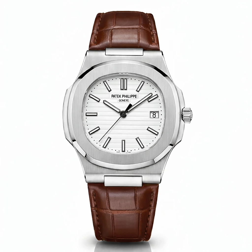 Patek Philippe brown leather - White