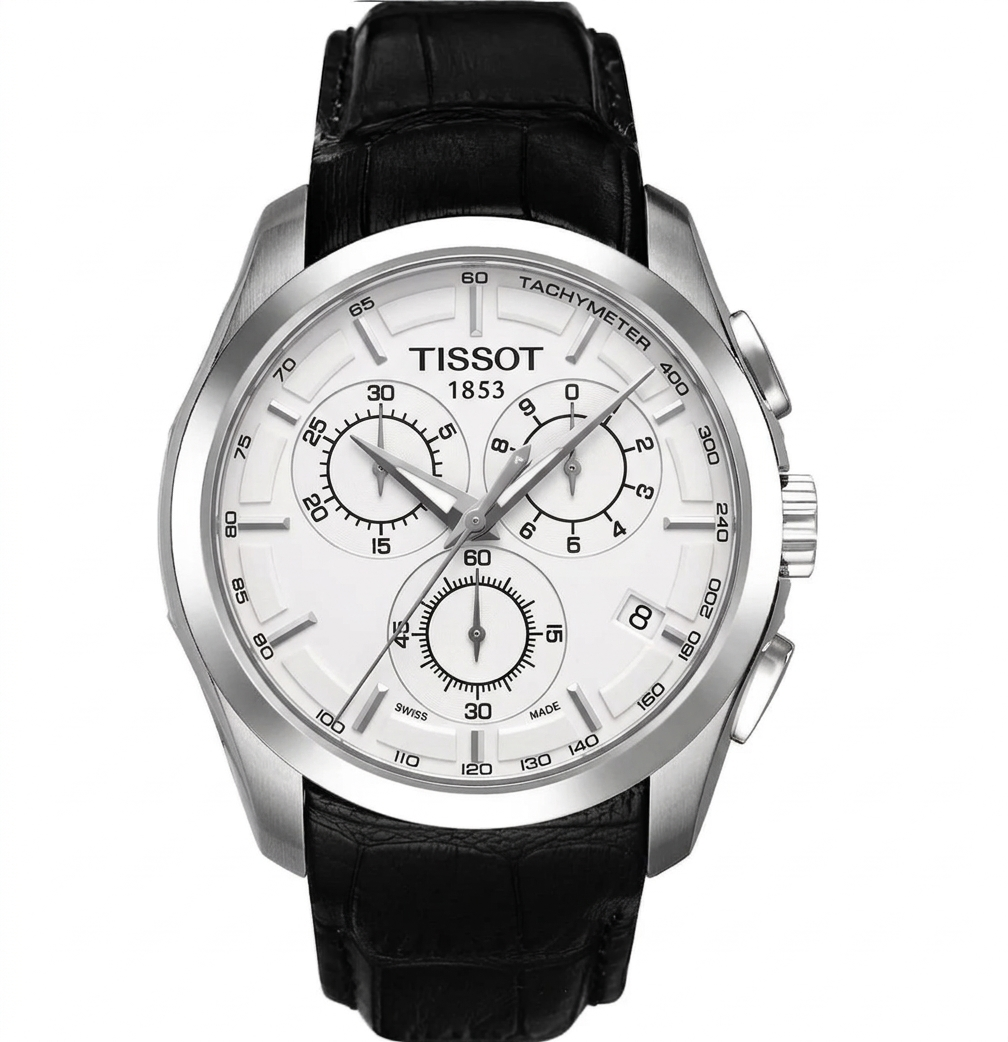 Tissot – Black Leather Strap, White Dial