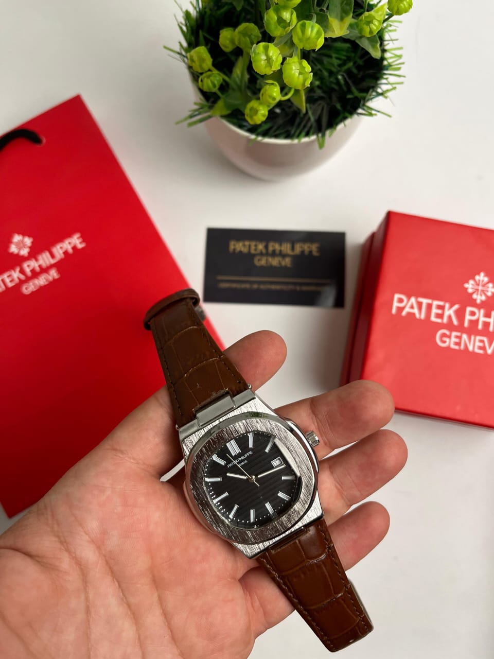 Patek Philippe brown leather - black