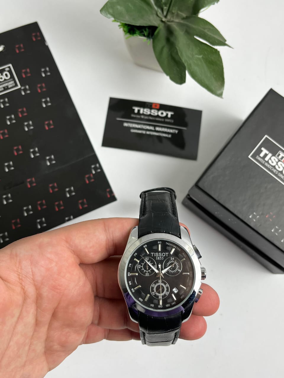 Tissot – Black Leather Strap, Black Dial