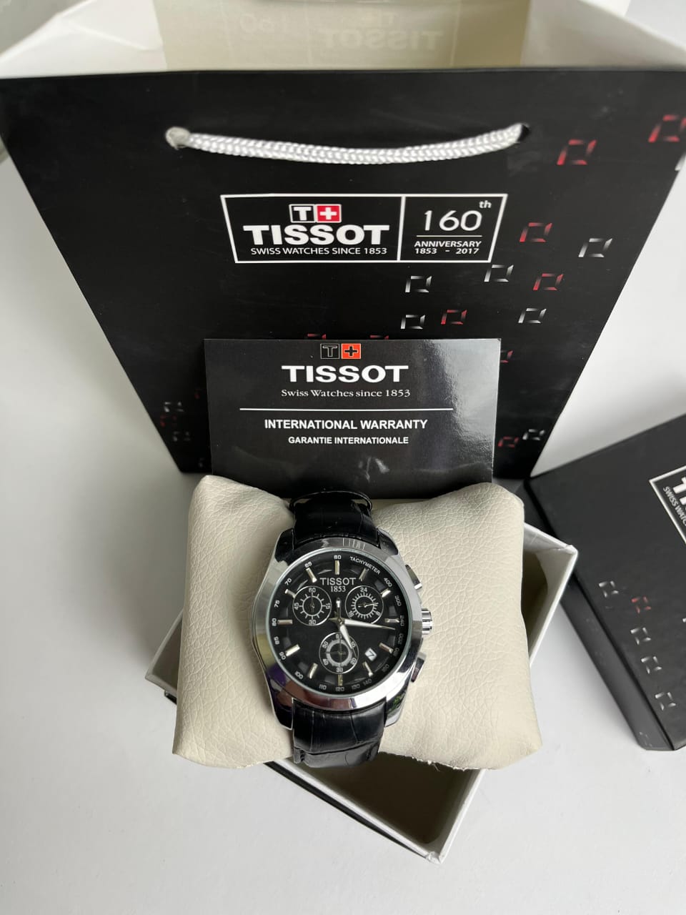 Tissot – Black Leather Strap, Black Dial